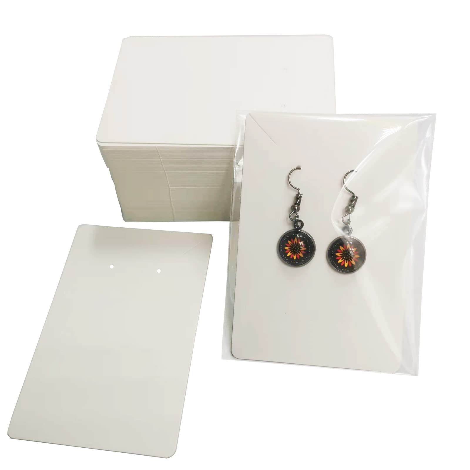 150 Cartes Affichage Boucles D'Oreilles Et Colliers - Papier Kraft 3 Couleurs Avec Sacs Scellés