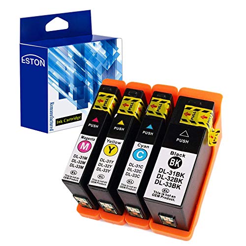 ESTON Compatible Ink Cartridge Replacement for Dell Series 31 Black and Series 31 Color for Dell V525w/ V725w All-in-One Printer (Black,Cyan,Magenta,Yellow - 4Pack)