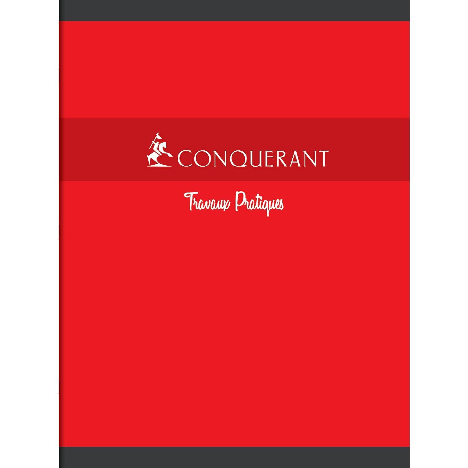 CONQUERANT Lot de 10 Cahiers travaux pratiques 30 pages Seyès+30 pages unies 24x32 70g