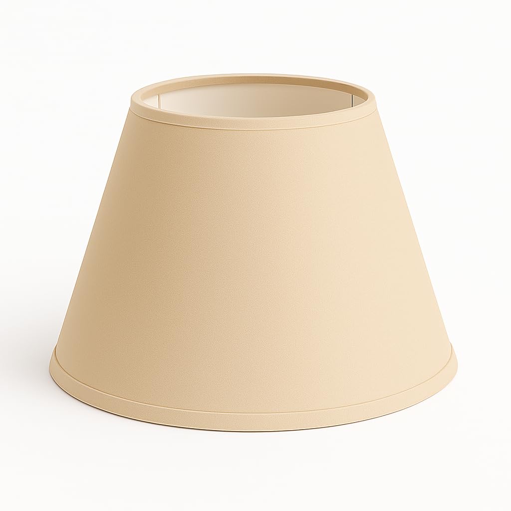35 cm Pantalla Cono, Tela de Algodón, respaldo de PVC Blanco, Producto Hecho a Mano, para Lámpara de Mesa, Lámpara de Pie (Crema)