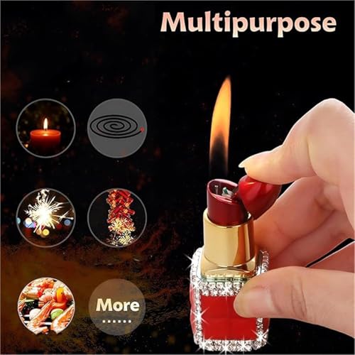Encendedor portátil metálico recargable con diseño de lápiz labial miniatura 3