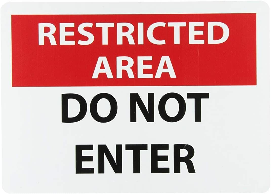 Security Restricted Area Do Not Enter Rust Free Aluminum Tin Sign - Warning Decor with Pre-Drilled Holes for Indoor-Outdoor Office Secure Zone, Factory Control Room - 8x12 Inch​