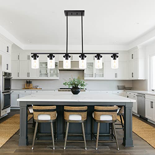 QueeuQ Farmhouse Dining Room Light Fixture 6 Lights Chandeliers for