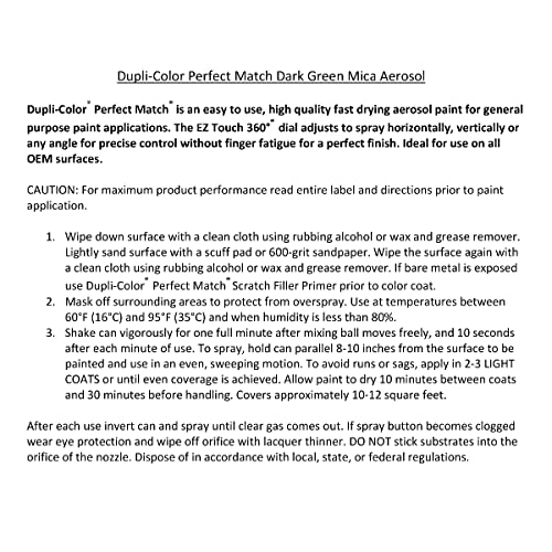 Image of Dupli-Color EBTY16037 Perfect Match Automotive Spray Paint - Toyota Dark Green Mica, 6M2 - 8 oz. Aerosol Can