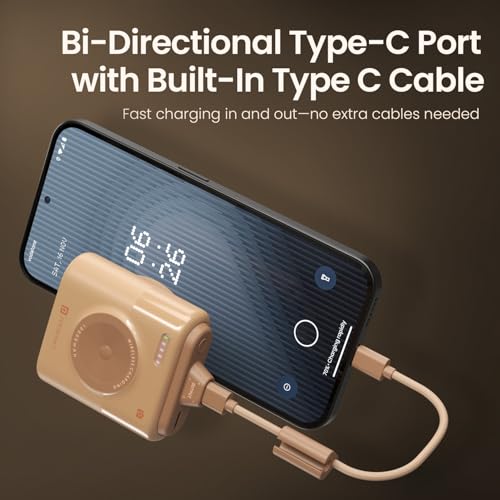 Image of Portronics Moji 10K Smallest Wireless 10000Mah Fast Charging Power Bank with Detachable USB Type-C Cable, Strong Magnet, 20W Wired Output, for iPhone 12 & Above, Android & All Qi Enabled Devices