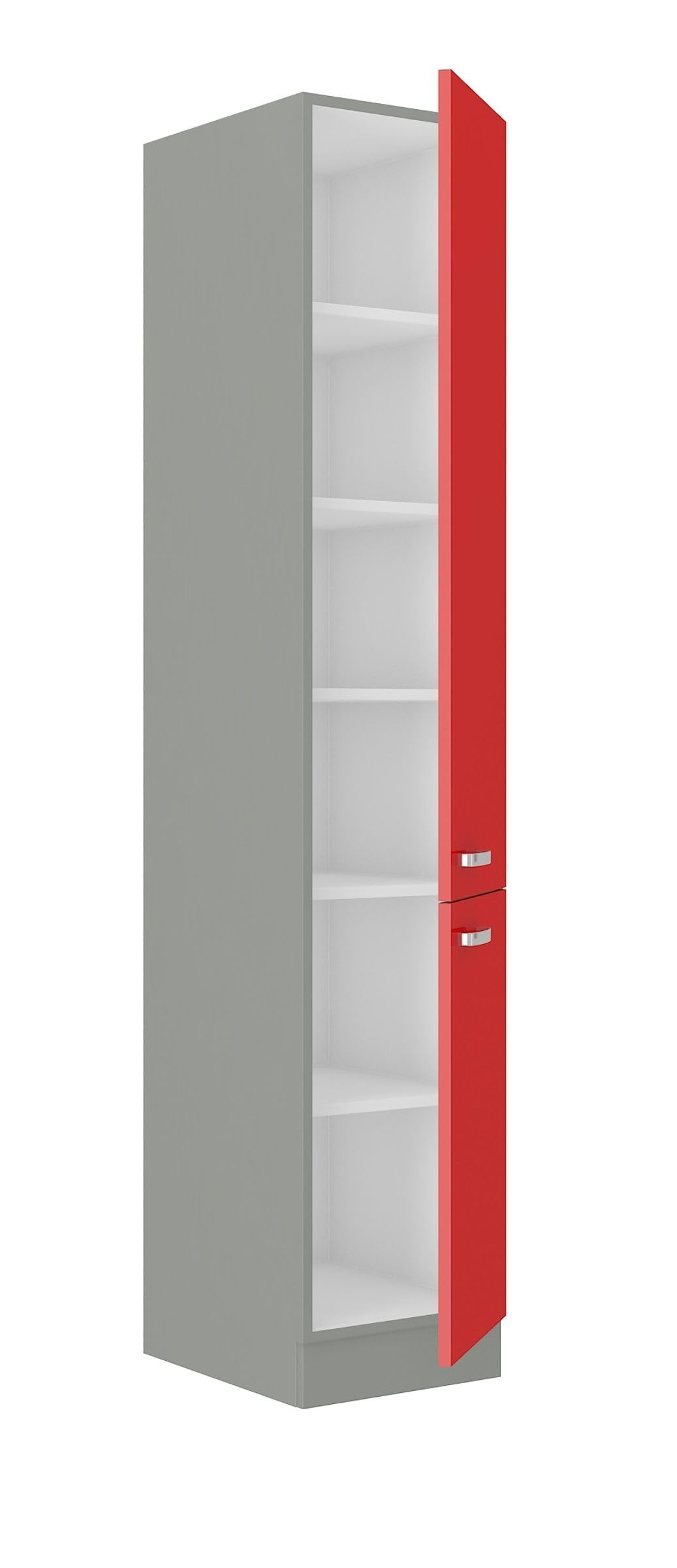 Küchen Hochschrank 40 Glanz Rot + Grau Küchenzeile Küchenblock Küche Rose Bianca