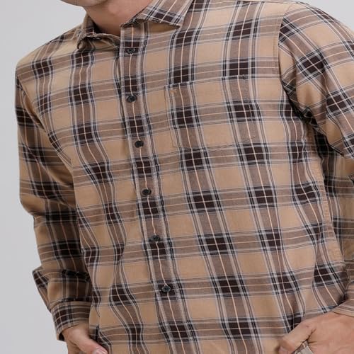 Image of BASICS 100% Cotton Checked Shirt for Men | Slim Fit | Everyday Smart Casual Wear | Full Sleeve