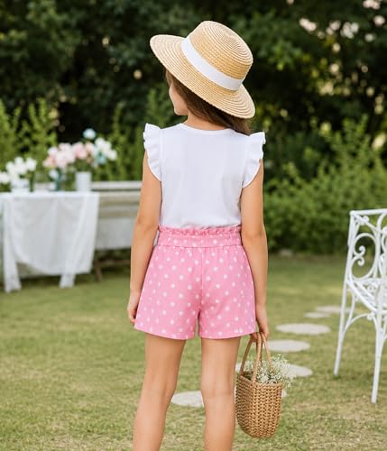 Image of Girls Summer Outfits Cute Sleeveless Top High Waisted Short Sets with Pockets Teen Girl Clothes Size 6-14 T