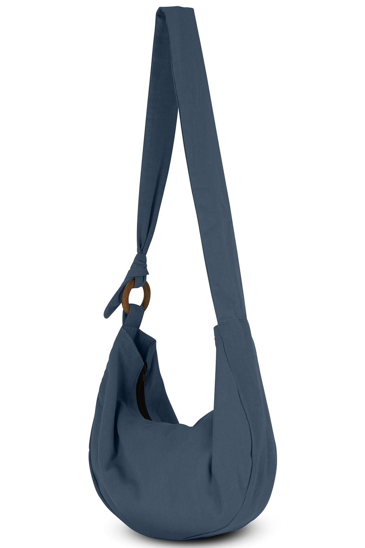 Cozy Hobo Crossbody Bag for Women | Handmade Cotton Boho Purse with Wooden Ring | Lightweight Slouchy Shoulder Tote Bag