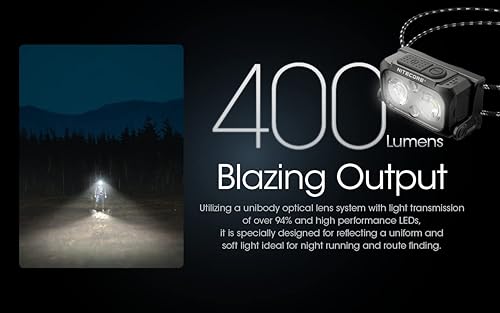 Miniatura 10 de Nitecore NU25 - Linterna frontal ultraligera de 400 UL, 400 lúmenes USB-C recargable con organizador Lumentac para embalaje trasero, campamento y