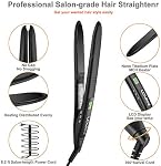 LOVANI Professional Flat Iron 450F LCD Display Salon Super Slim Hair Straightener with Heat Resistant Bag,2 Salon Clips Black