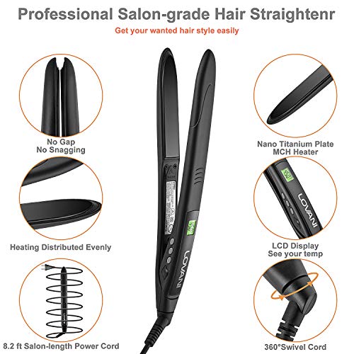 image for Titanium Flat Iron Dual Voltage Auto Shut Off Hair Straightener,LOVANI