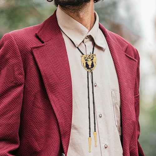 Image of HUABOLA CALYN Native American Bolo tie Rodeo Cowboy Leather Necktie Western Bolo ties for Men Women Necktie for Concert Fans