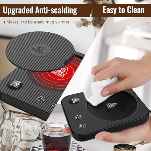 Image of Mug Warmer, 3-Temp Setting Coffee Mug Warmer, Coffee Warmer with 2-12Hrs Auto Shut-Off, Mug Warmer for Desk Anti Scalding Silicone, Coffee Cup Warmer Digital Screen, Electric Coffee Warmer for Desk