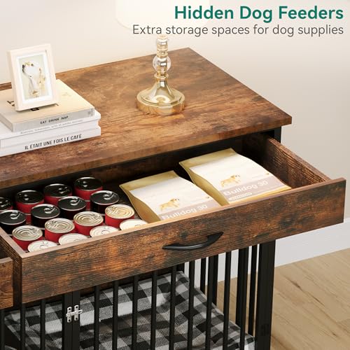 YITAHOME-Double-Dog-Crate-Furniture-with-Feeder-748-Indoor-Dog-Kennel-for-Large-Breed-with-Storage-Wooden-Dog-Crate-TV-Stand-Table-for-2-Small-Medium-Dogs-Rustic-Brown - Cucciolini Doodles YITAHOME-Double-Dog-Crate-Furniture-with-Feeder-748-Indoor-Dog-Kennel-for-Large-Breed-with-Storage-Wooden-Dog-Crate-TV-Stand-Table-for-2-Small-Medium-Dogs-Rustic-Brown