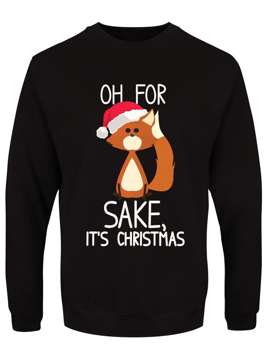 Grindstore Men's Black Oh For Fox Sake It's Christmas Christmas Jumper Sweater