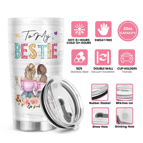 Pawzity Gifts For Best Friends Women Birthday - Mothers Day Gifts For Friend - Friendship Gifts For Women Friends, Gifts For Friends, Friend Gifts, Bestie Gifts For Women - 20 Oz Bestie Tumbler #TOP1
