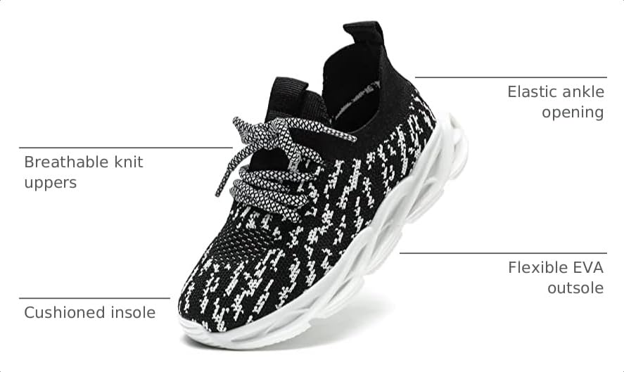 Image of DADAWEN Boys Girls Sneakers Kids Lightweight Breathable Tennis Shoes Strap Running Athletic Shoes for Toddler /Little Kid /Big Kid