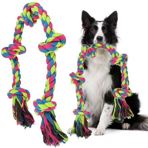Zuxbolf Corda da Gioco per Cani in Puro Cotone,Treccia per Cani Grandi e Medi,Corda Gioco per Cane per Cuccioli Masticatori,Giocattolo da Masticare per Cane