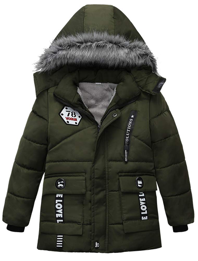 Odziezet Men's Green Baby Boy Down Coat Kids Hooded Puffer Zipper Jacket Winter Outerwear Clothes 2-7 Years