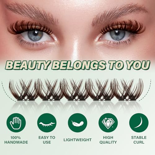 Image of KEYYOU Brown Lash Clusters Soft Fluffy D Curl Individual Lashes 8-18mm MIX