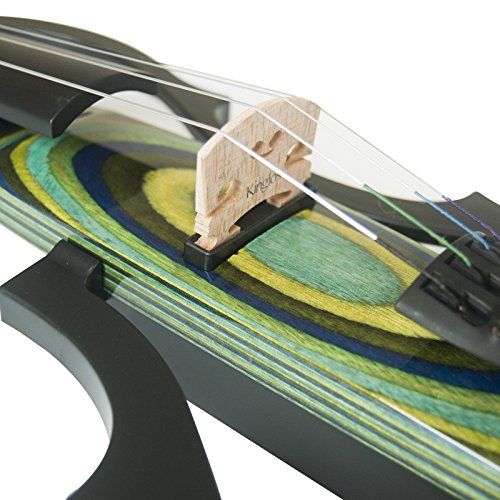 Kinglos 4/4 Green Ripple Solid Wood Advanced 3-Band-Eq Electric/Silent Violin Kit With Ebony Fittings Full Size (Sddn048) #TOP2