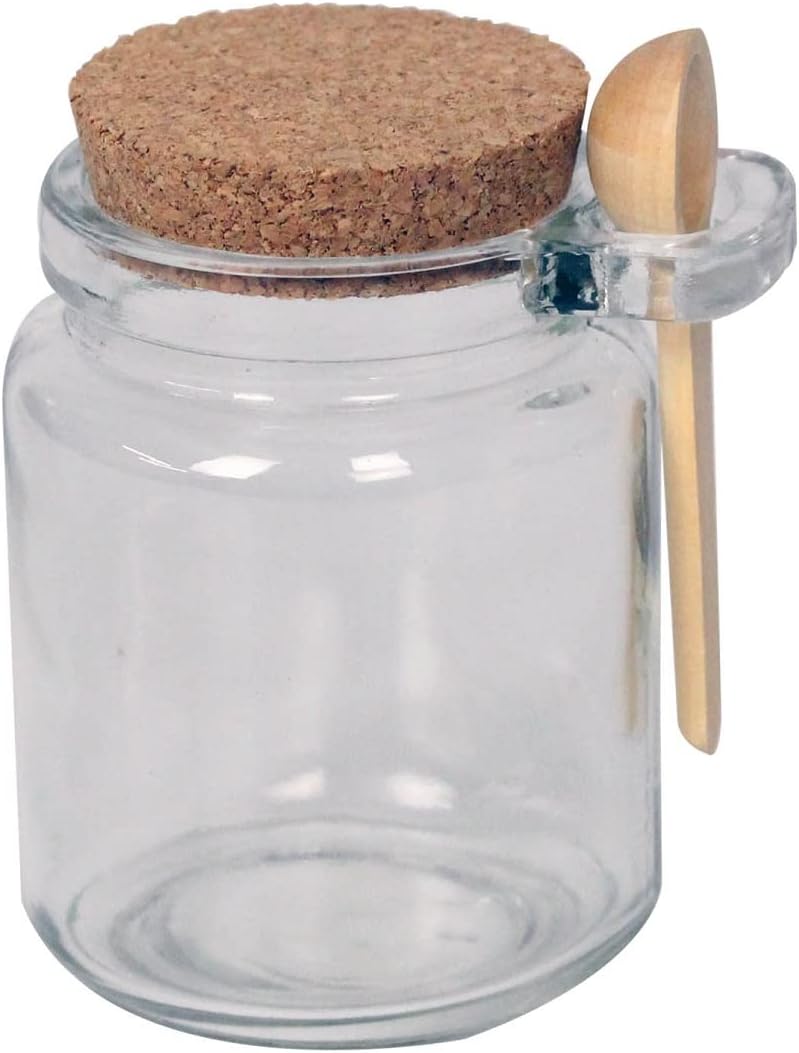 Glass Storage Jar with Cork Lid and Spoon