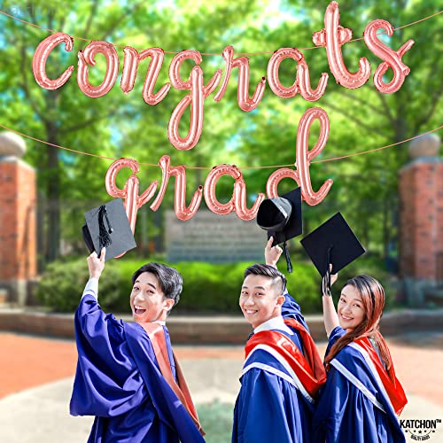 Image of Graduation decorations 2026 | Rose Gold Congratulations Balloons - 16 Inch | Script Congrats Grad Balloons for Graduation Decorations Class of 2026 | Grad party decor, KatchOn