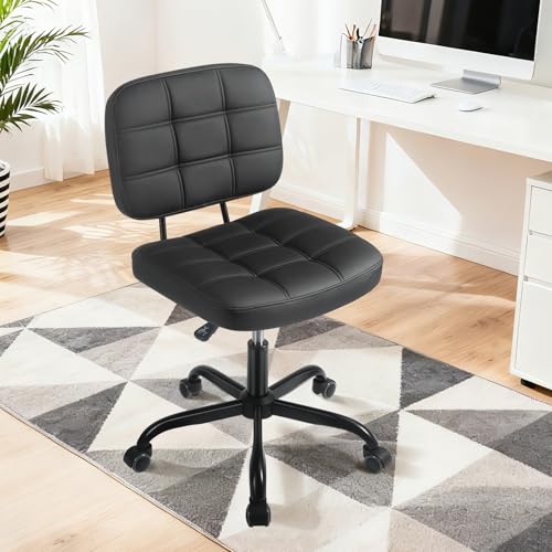 Armless Home Office Desk Chair - Small Swivel Office Desk...