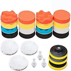 BangShou Auto Polijstset 25pcs Polijstspons Set Polijstsponzen 3 inch Polijstpad Wol Polijstset voor Polijstmachine Adapter (3 inch polijstspons)