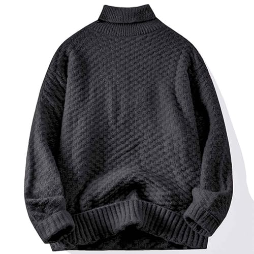 Mens Winter High Neck Long Sleeve Jumper Fuzzy Fluffy Thick Warm Casual Solid Pullover Sweater Loose Fitted Knitwear4