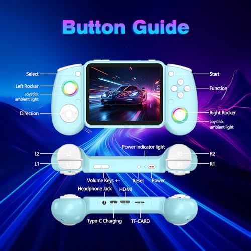 Image of RG43H Pro Retro Handheld Game Console, 4.3 Inch Retro Gaming Console with 4000mAh Battery, RK3562 Opensource Hand Held Games Console, EmuELEC&RGBOX Dual Systems Video Console, HDMI TV Output,Baby Blue