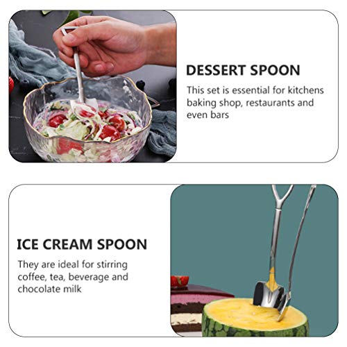 Cabilock Conjunto de 8 peças de colheres de pá de aço inoxidável para sobremesa colheres de café cri