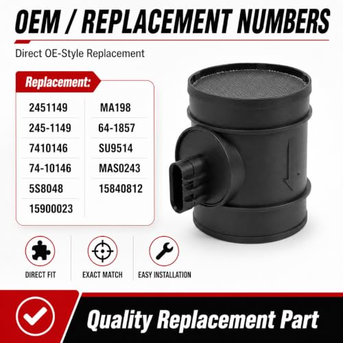 2451149 15900023 Mass Air Flow Sensor MAF Compatible with GMC Sierra 1500 2500 3500, Fit for Chevrolet Silverado 1500 2500 3500 2007-2009 by NITOYO - Used condition - Image 3