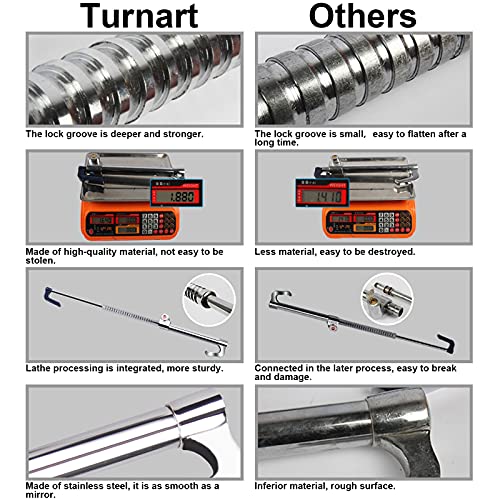 Turnart Steering Wheel Lock Bar, Anti-Theft Security Pedal Lock, Telescopic Steering Wheel Lock With Solid Steel, Universal Fit For Cars, Trucks, Vans, And Suvs, 3 Keys Included (Silver) #TOP4