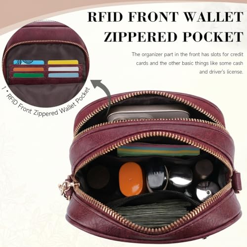 Image of Small Crossbody Bags for Women, RFID Phone Purse with Card Slots, Triple Compartments Lightweight Shoulder Bag