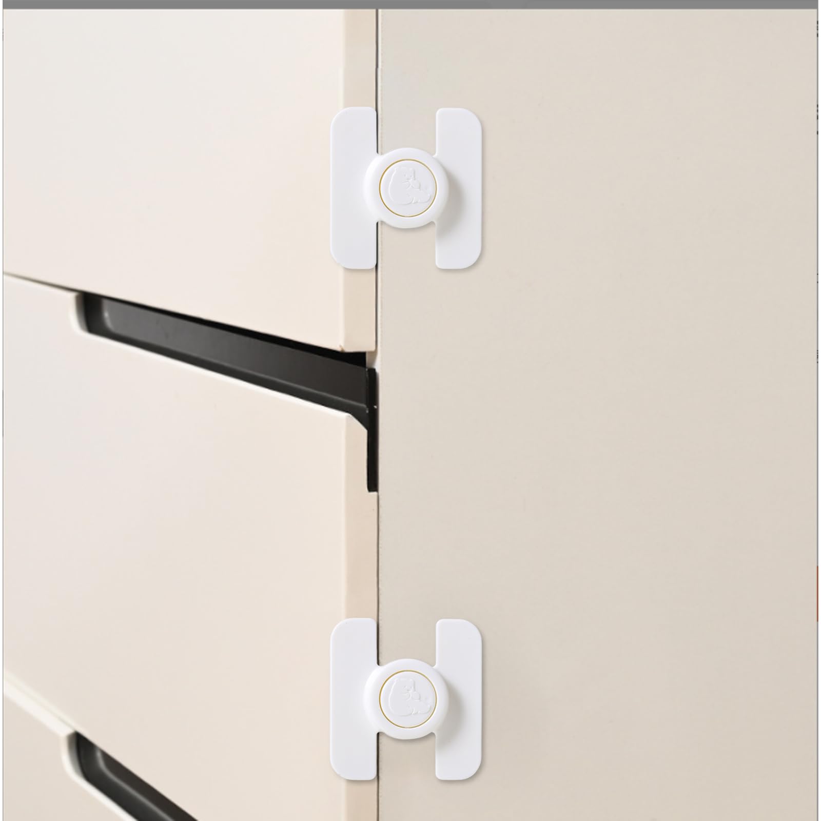Sécurité Placard Enfant 8 Pièces, Bloque Porte Bébé sans Percage, Protection Meuble Bébé et Cadenas Frigo, Verrous Blancs pour Cuisine
