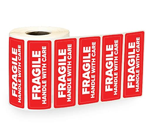 Prinko-1000 Per Roll 3X1 Fragile Handle With Care Stickers Labels, Easy To Peel And Apply (1 Roll) #TOP29