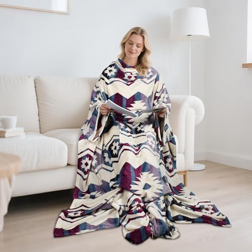 Image of Catalonia Wearable Blanket with Sleeves & Foot Pocket for Adults