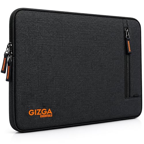 Gizga Essentials 13.3 Inch Laptop Sleeve Case Cover Pouch Bag with Front Pocket | Slim & Water-Resistant Nylon Fabric with Shockproof Foam Padding, Soft Lining & Premium Zipper Closure (Black)