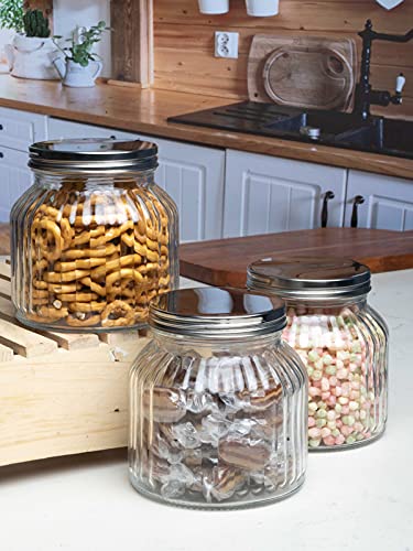 Goodhomes Tarro de cristal con tapa de metal (juego de 3 piezas) H4121-3P
