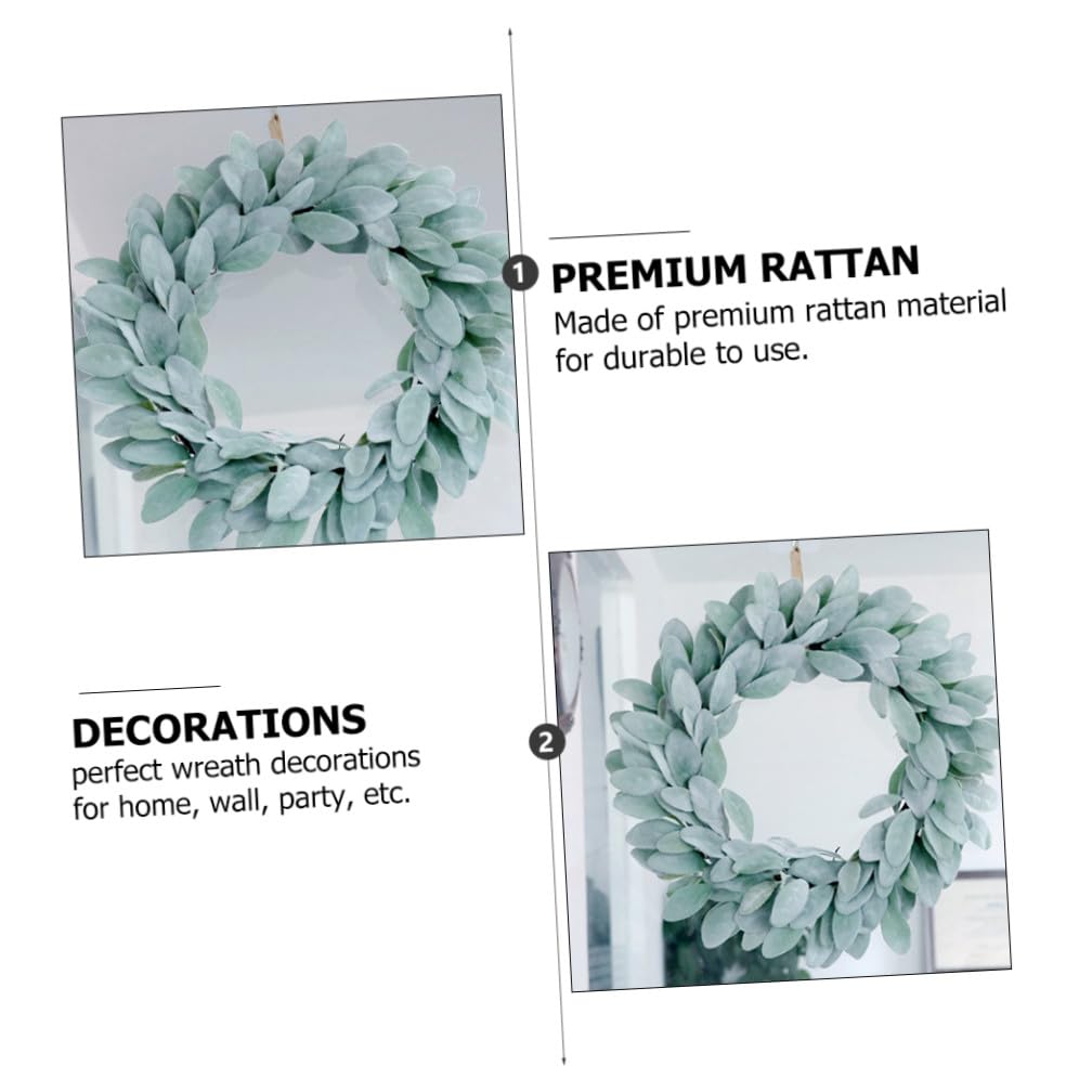 PartyKindom 1pieza Guirnalda Decorativa De Pared De Rattan Adorno De Entrada Elegante Para Hogar Wreath De Flocking Verde Para Decoración De Fiestas y Eventos