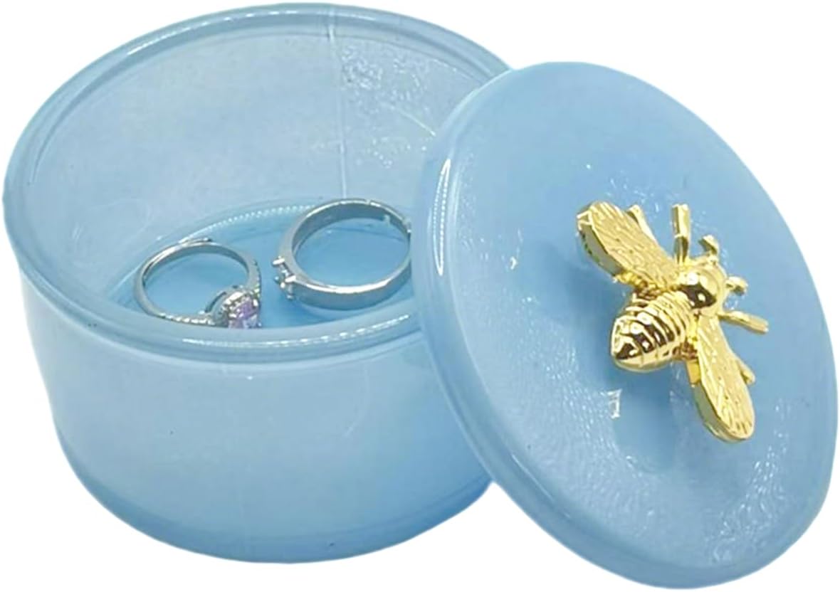 Cute Glass Candy Box - Glass Jar with Lids for Storage Candy Cookie, Vintage Candy Jar Candy Dish for Office Desk Buffet,3.15x3.15x2.28 H IN-GRB019-Blue image 3