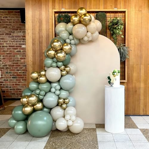 Image of Lukiituke Sage Green Balloons, 60Pcs Sage Green and Gold Balloons | 12in Latex Balloon for Baby Shower, Birthday, Wedding, Bridal Decorations