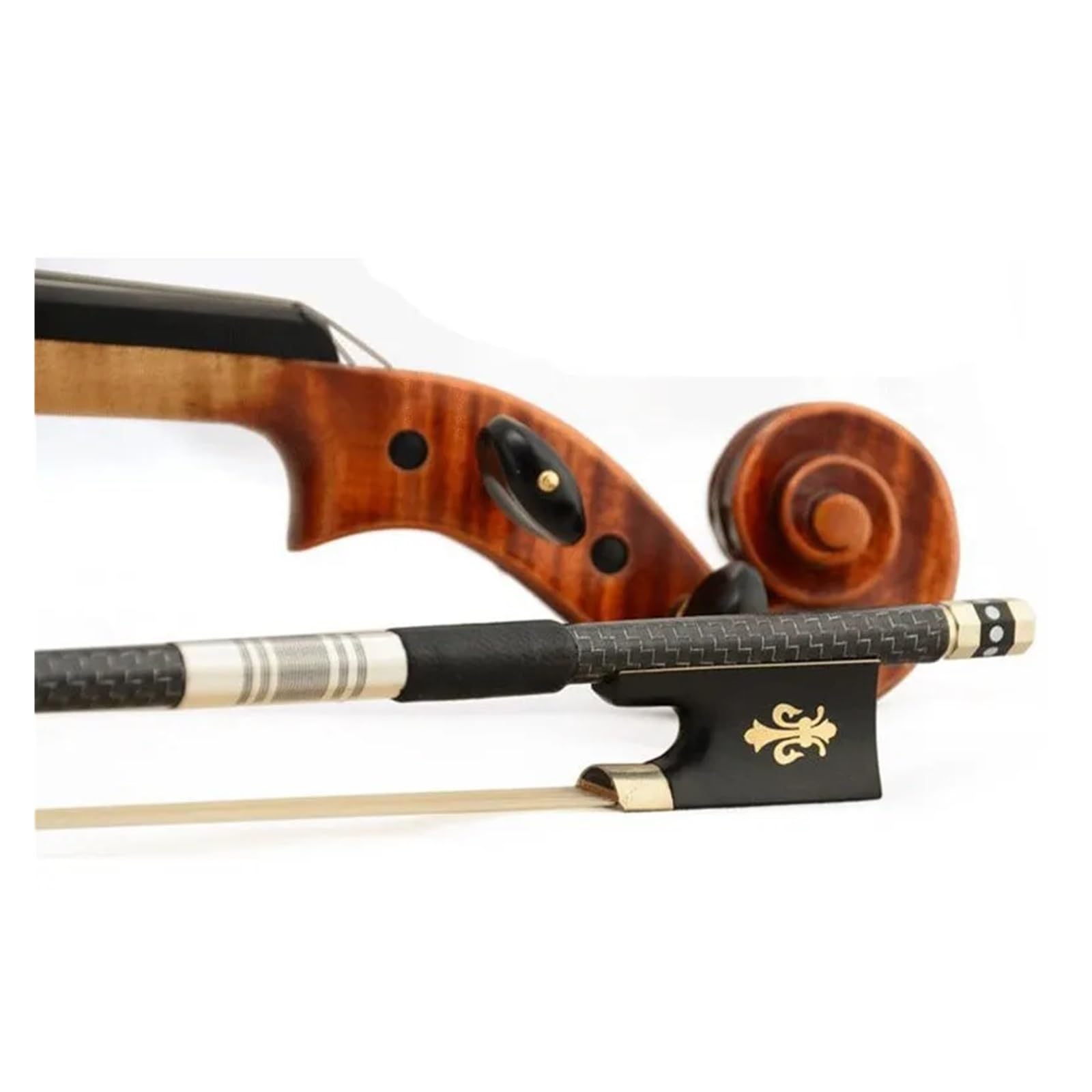 1 Pz Formato 1/2 1/4 1/8 3/4 4/4 Top In Legno di Ebano Crine di Cavallo Arco di Violino Accessori Para Con Custodia(4/4)