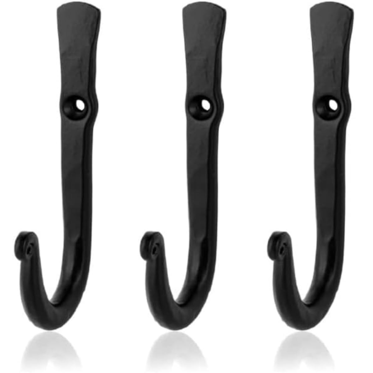 Fayesia Black 3 Pack Wrought Iron Hooks – Rustic Wall Hooks For Coats, Hats, Towels & Bags – Heavy Duty Decorative Vintage Style Metal Hooks For Hallway, Kitchen, Bathroom & Garden