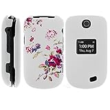 MINITURTLE Compatible with LG Revere 3 White Slim Case Snap Shell Texture Hard Shell/Hard Cover Plastic Matte White Snap On Design Case Floral Design