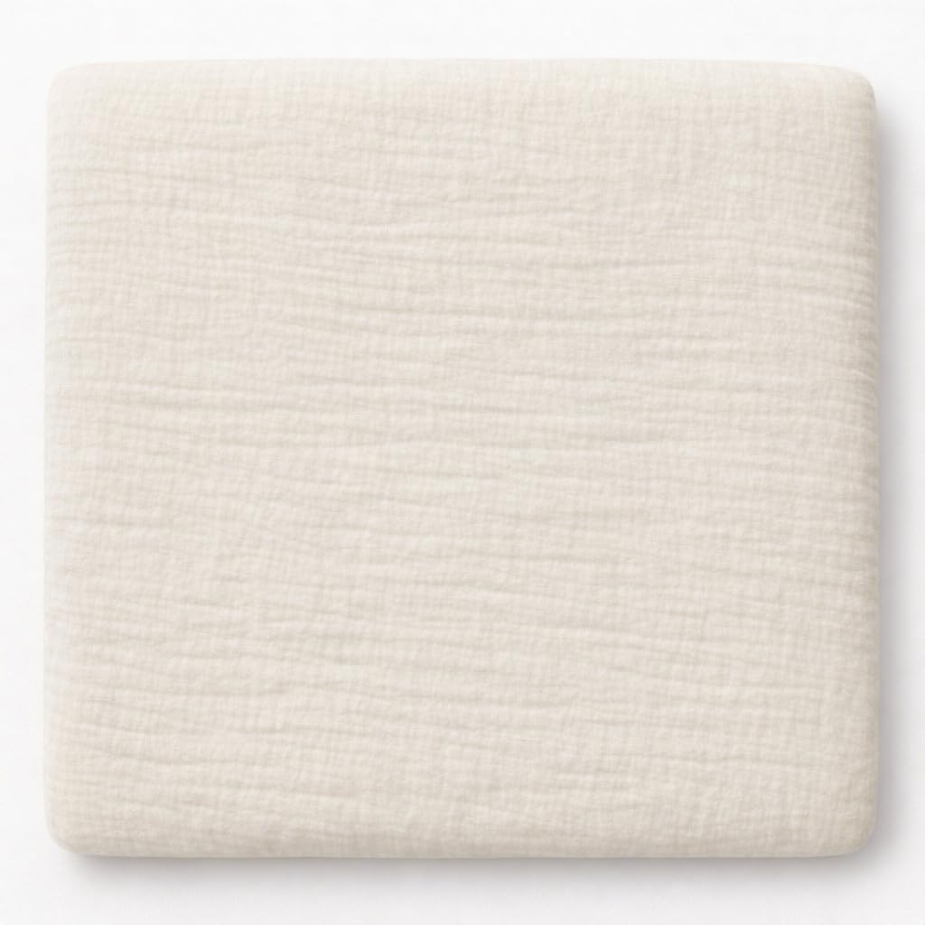 Wickelauflagenbezug 100% Baumwolle Musselin Bezug für Wickelauflage 85x75 und 75x75 cm – weicher Wickeauflagenüberzug, atmungsaktiv & waschbar CREME