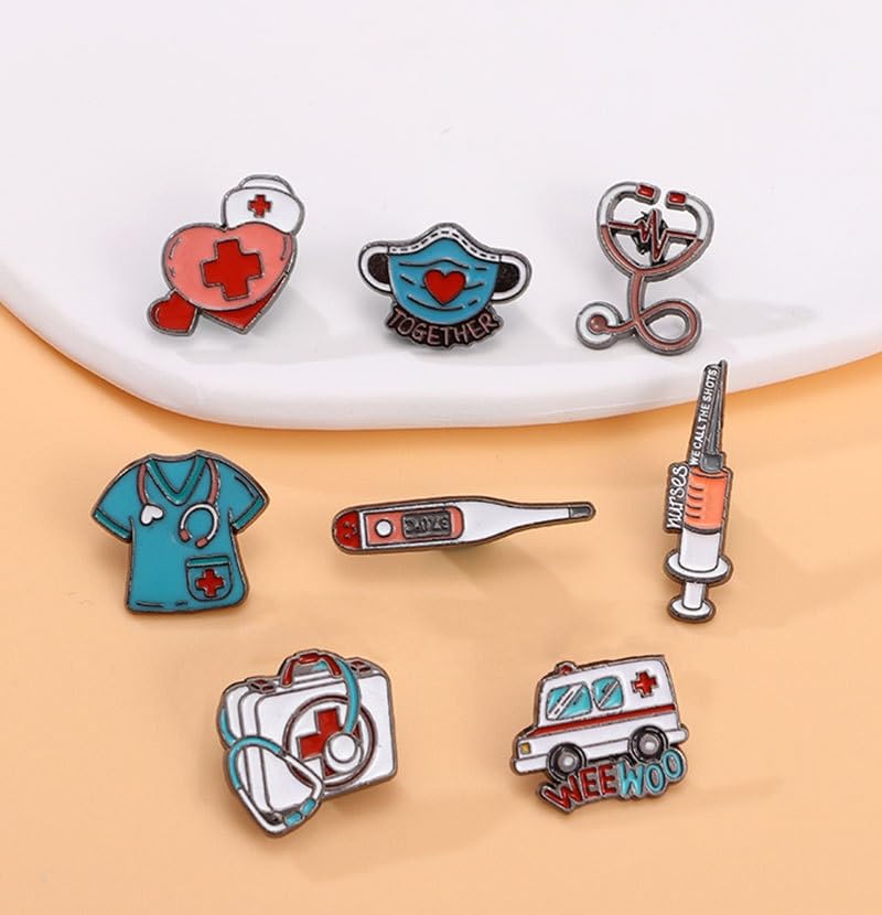 Image of Nurse Stethoscope Enamel Pins Cute Brooch Pins Medicine Enamel Lapel Pin Set Badges Doctor for Nurses' Day Medical Students Gifts Hat Jacket Bag Decor