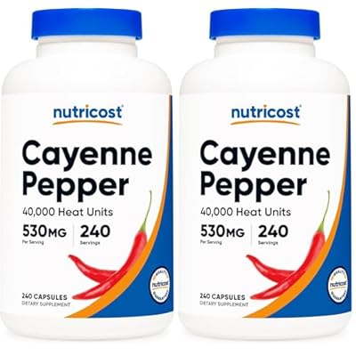Nutricost Cayenne Pepper 530mg, 240 Capsules - 40,000 Heat Units, Gluten Free, Non-GMO (Pack of 2)